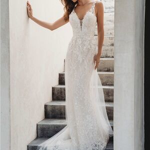Madison James Elegant Lace Wedding Dress in White